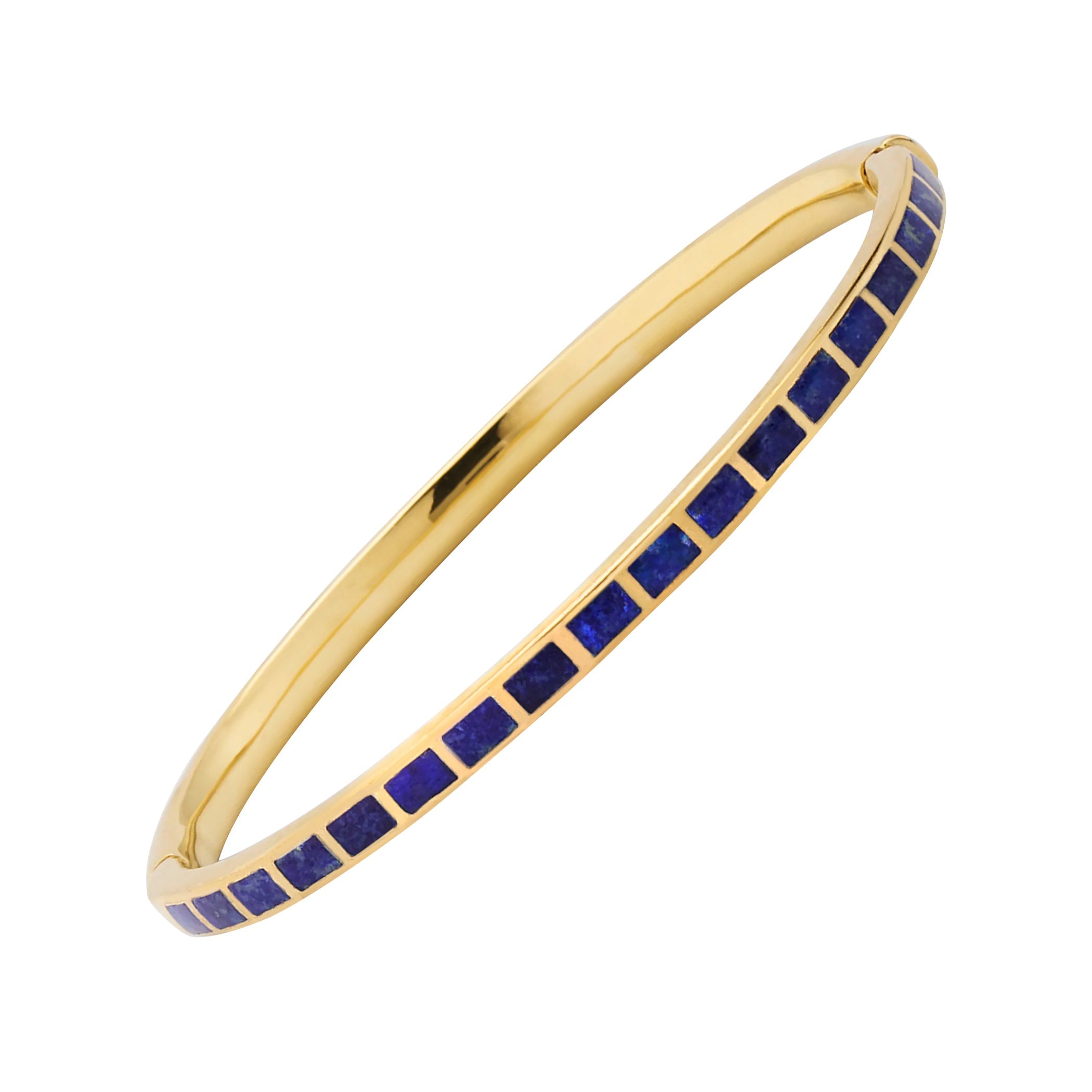 Channel-set lapis lazuli square tile gold vermeil cuff bangle bracelet 