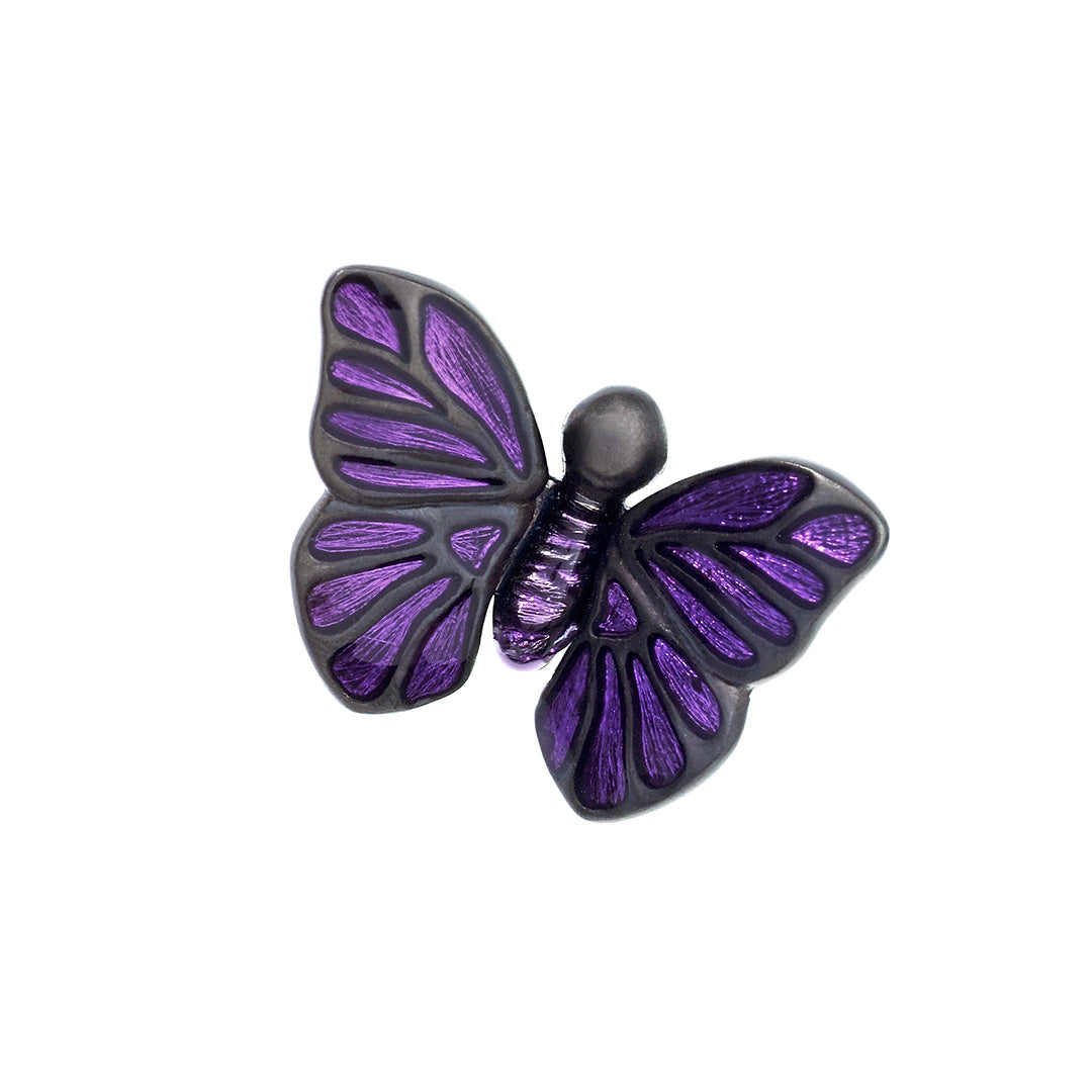Hand Painted Enamel Butterfly Sterling Silver Lapel Pin