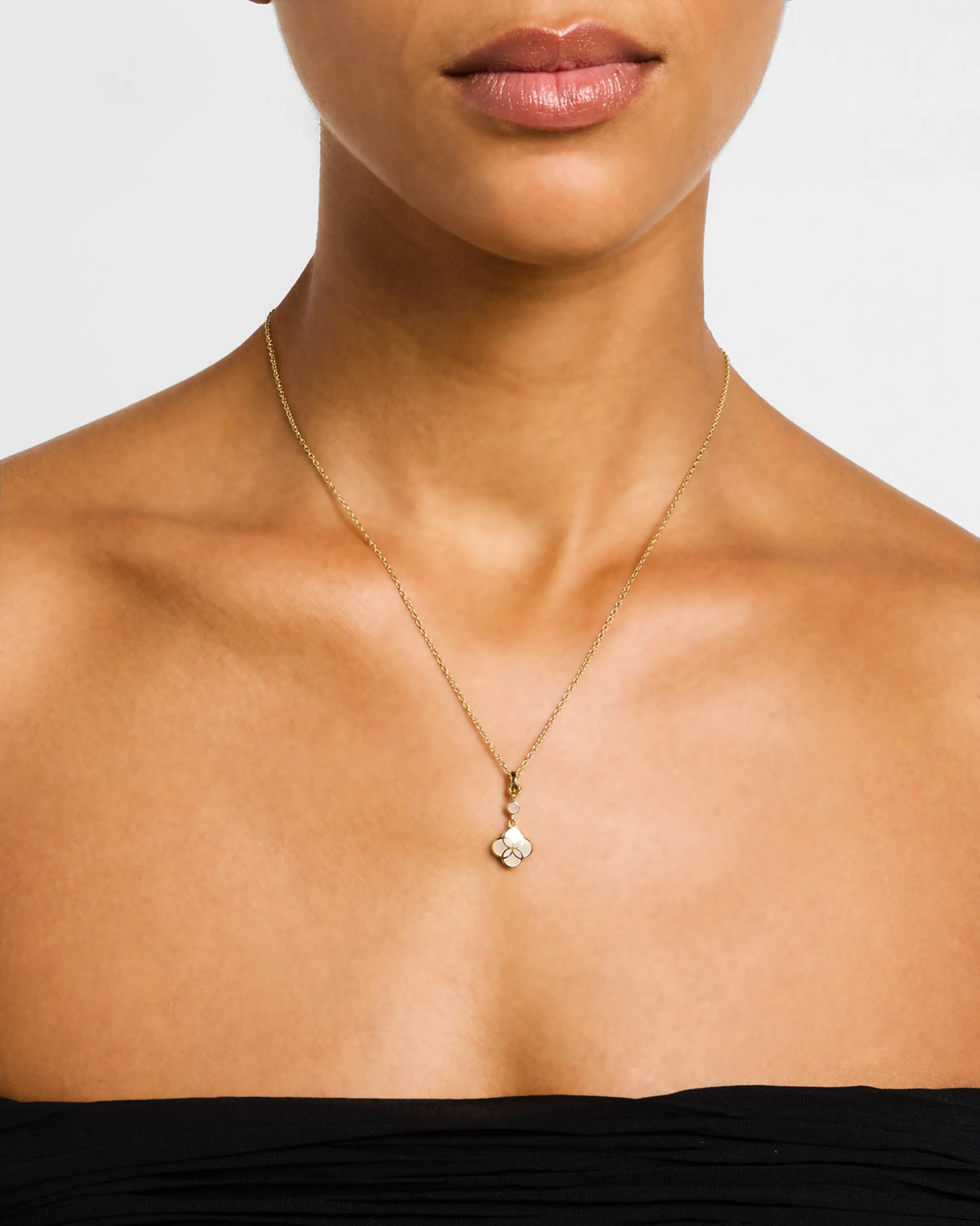 Petal Mother of Pearl Gold Vermeil Sterling Pendant Necklace