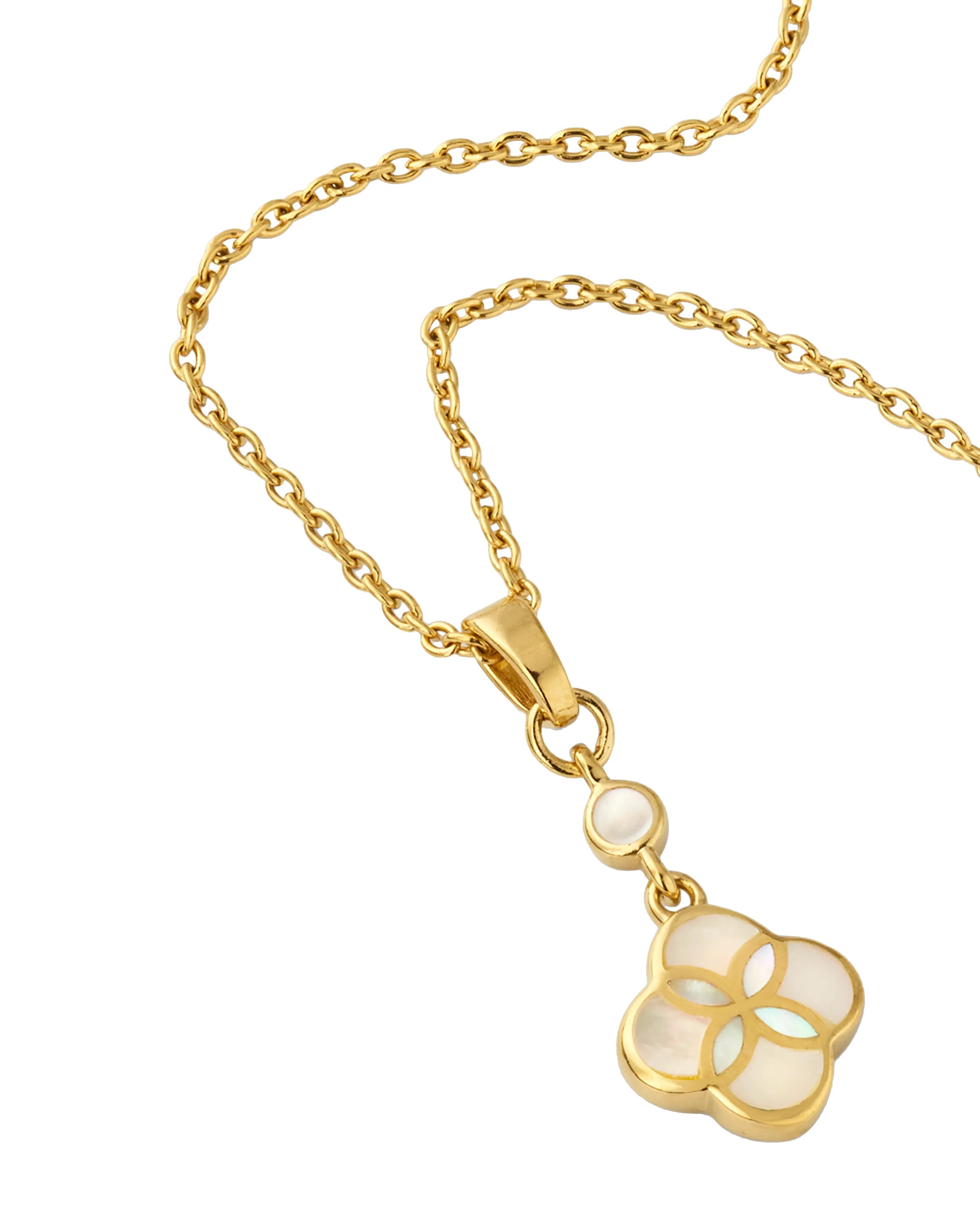Petal Mother of Pearl Gold Vermeil Sterling Pendant Necklace