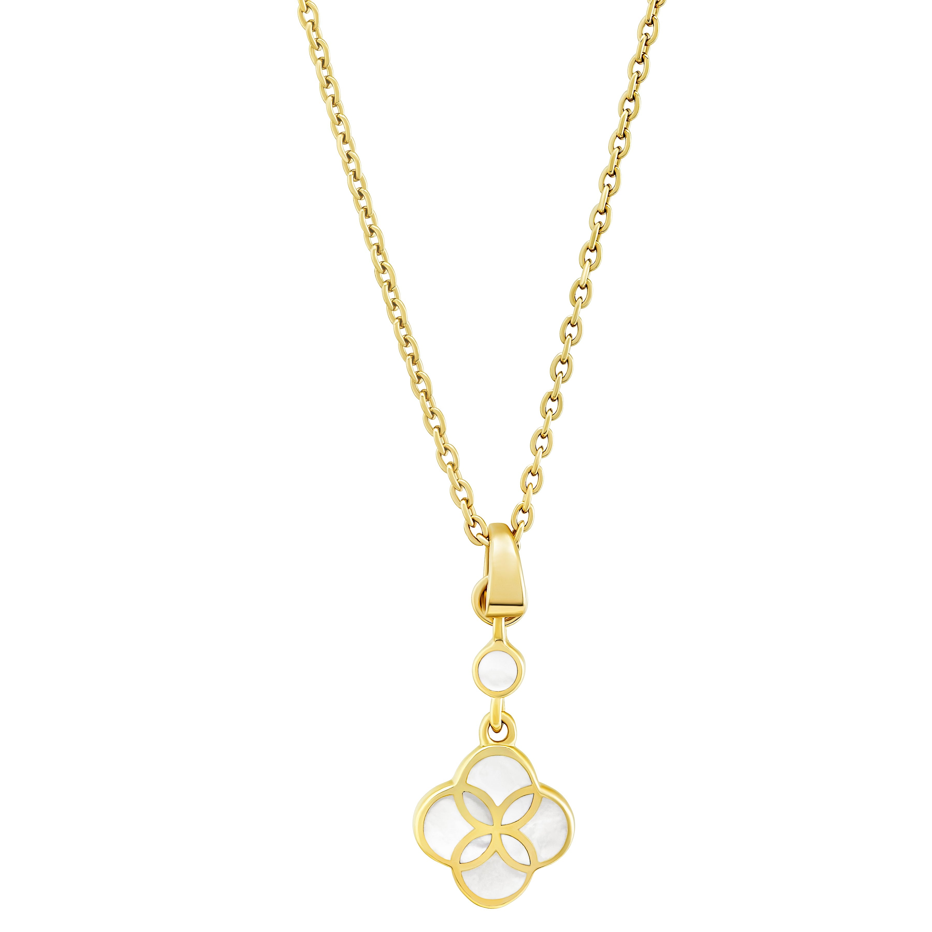  18K Gold Vermeil White Mother-of-Pearl Petal Seed of Life Delicate Drop Pendant Necklace | Jan Leslie