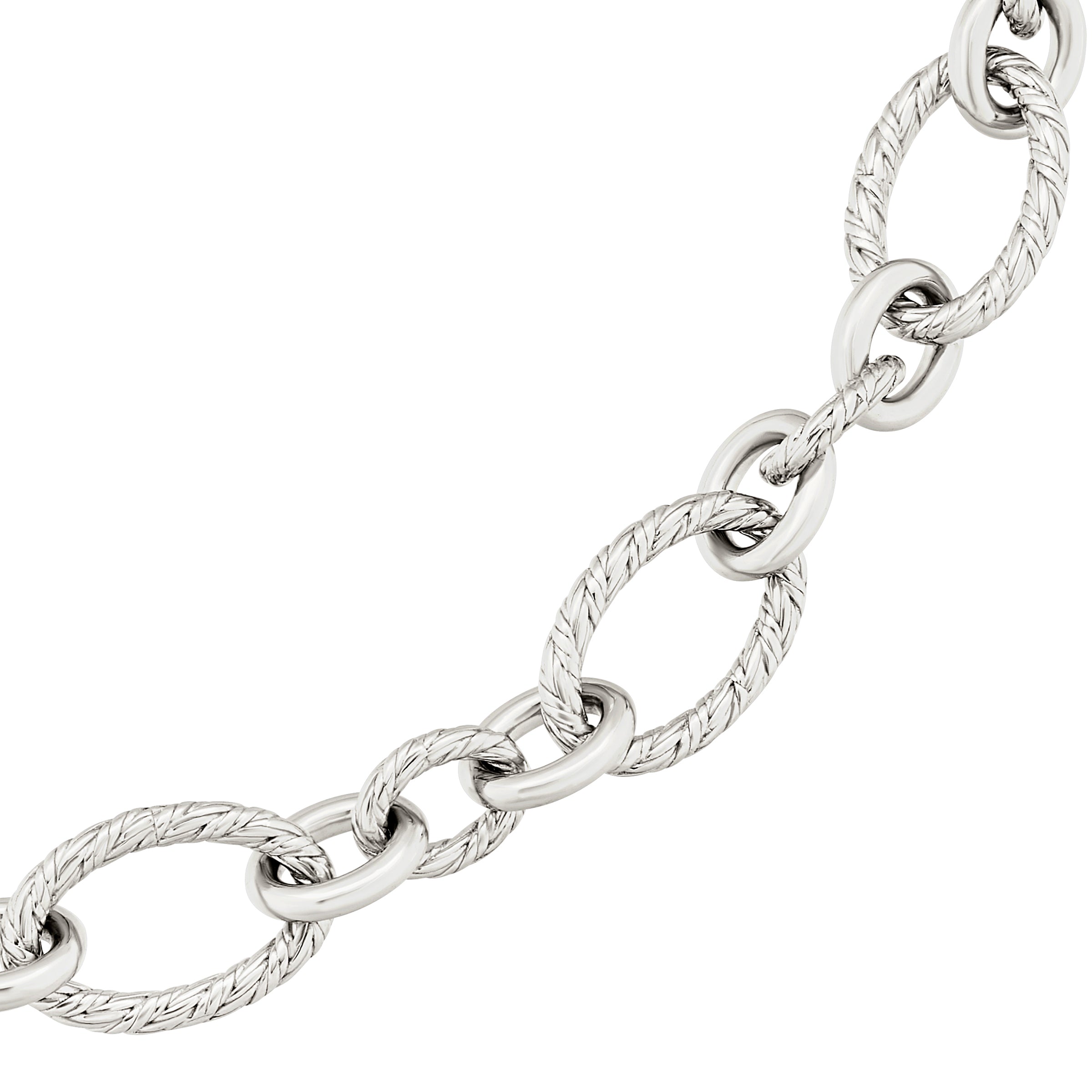 Marseille Sterling Silver with 18k Gold Oval Link Necklace