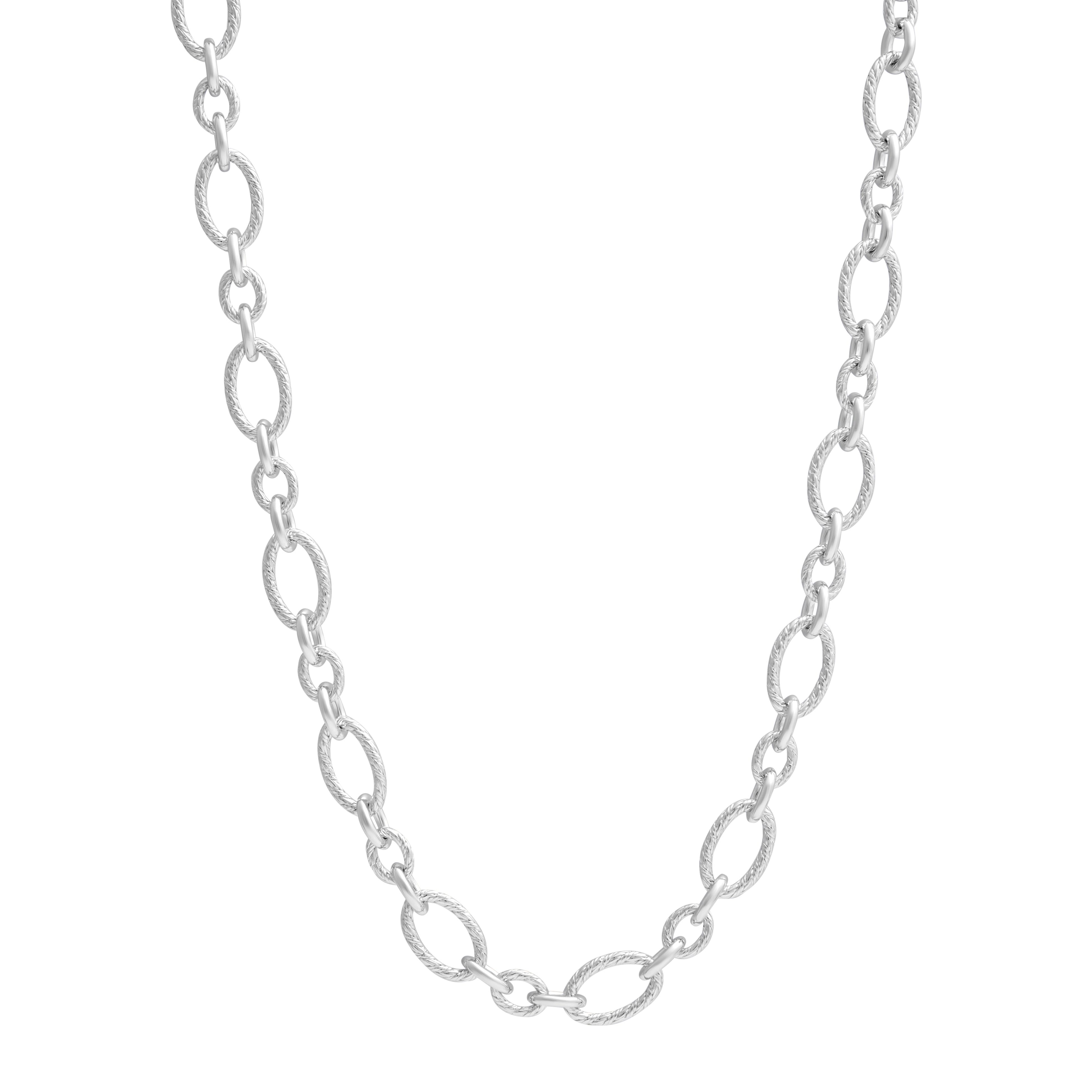Marseille textured oval link chain necklace in 925 sterling silver with 18k gold accents — handcrafted luxury by Jan Leslie