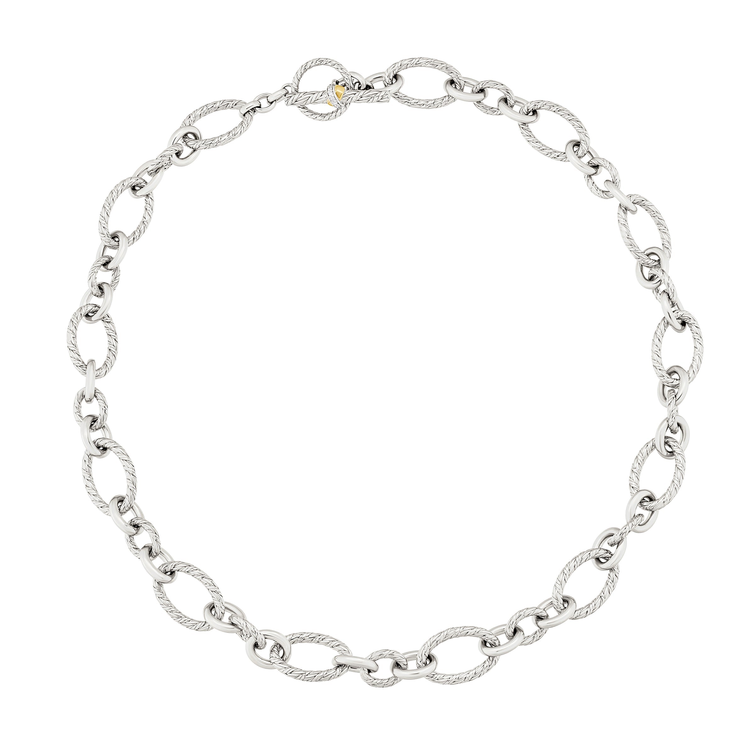 Marseille Sterling Silver with 18k Gold Oval Link Necklace