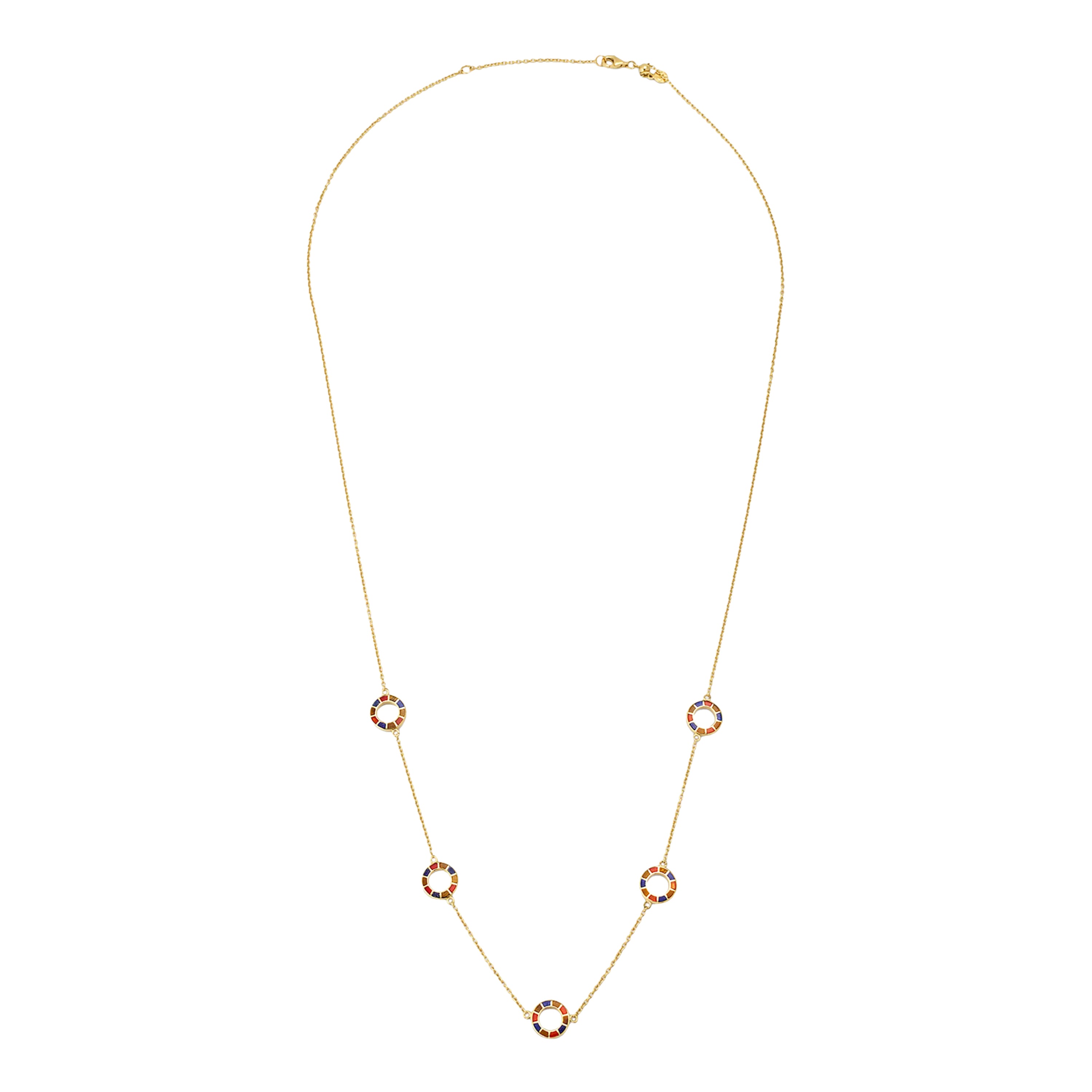 Dash Circle Five Station Gold Vermeil Sterling Necklace