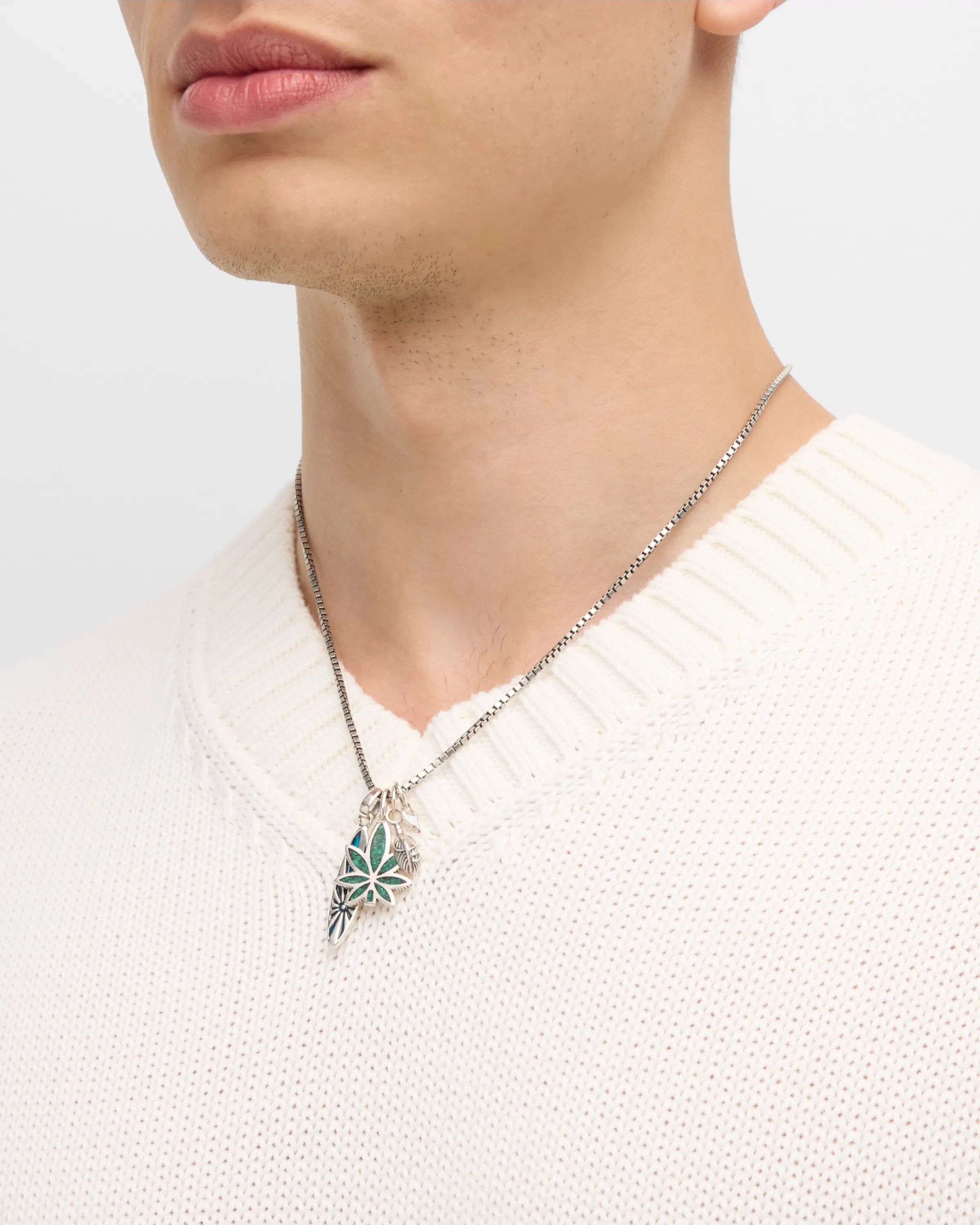 Sterling Silver Surf Charm Necklace