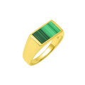 Dash Malachite Gemstone Gold Vermeil Inlay Ring