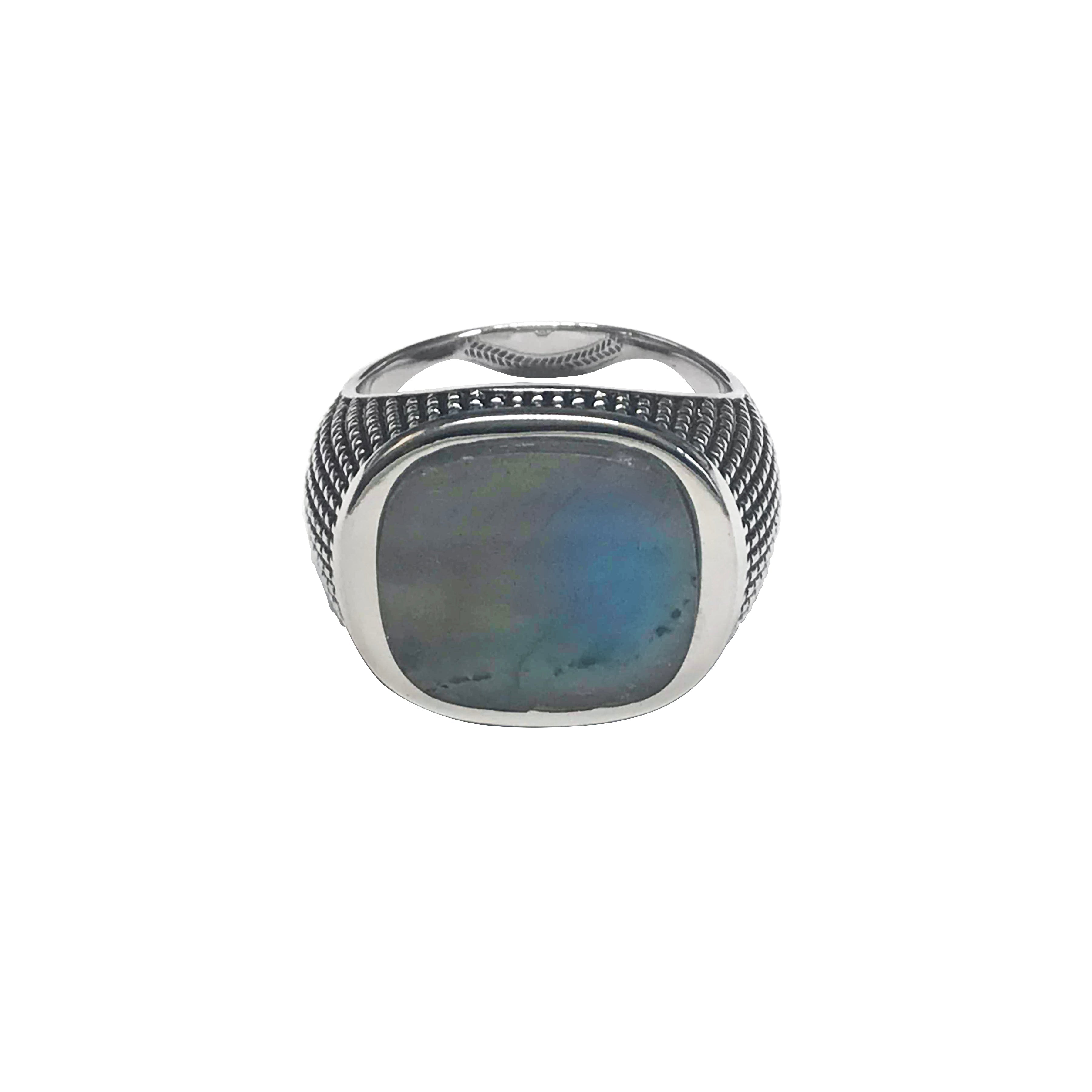 Cross Etched Labradorite Sterling Silver Ring I Jan Leslie