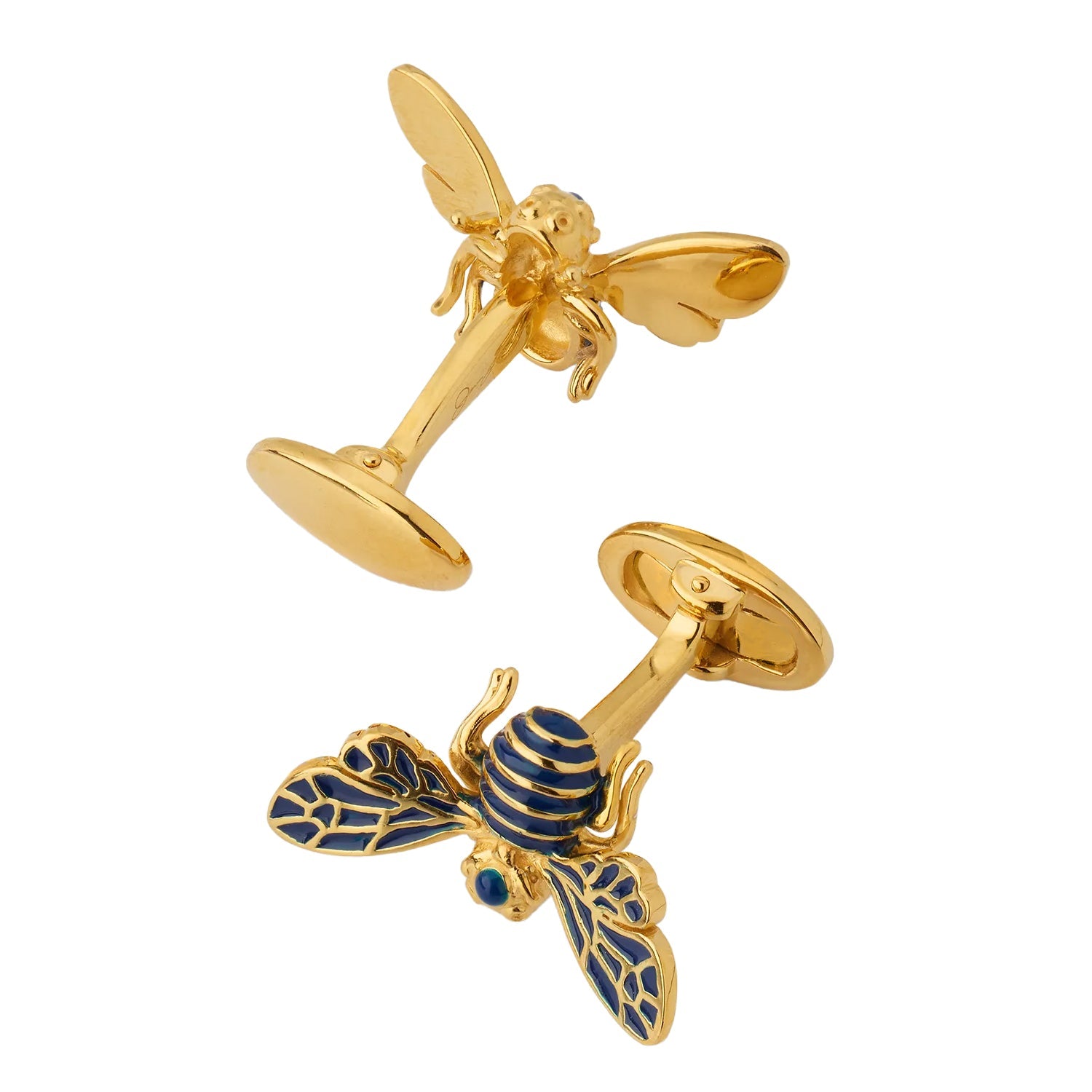  gold vermeil navy blue enamel bee cufflink  by Jan Leslie.