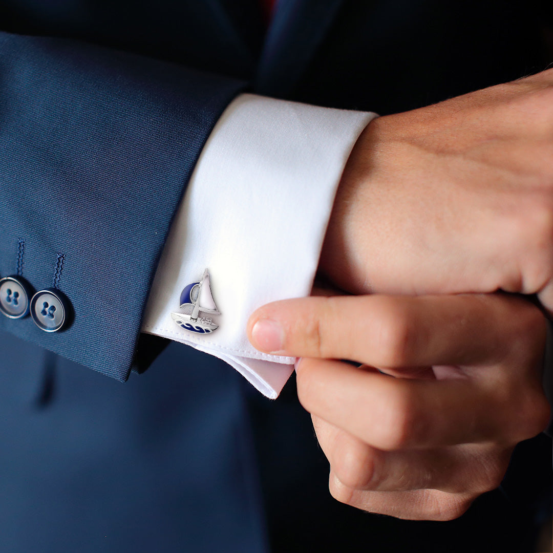 Sailboat Sterling moving Sail Cufflinks