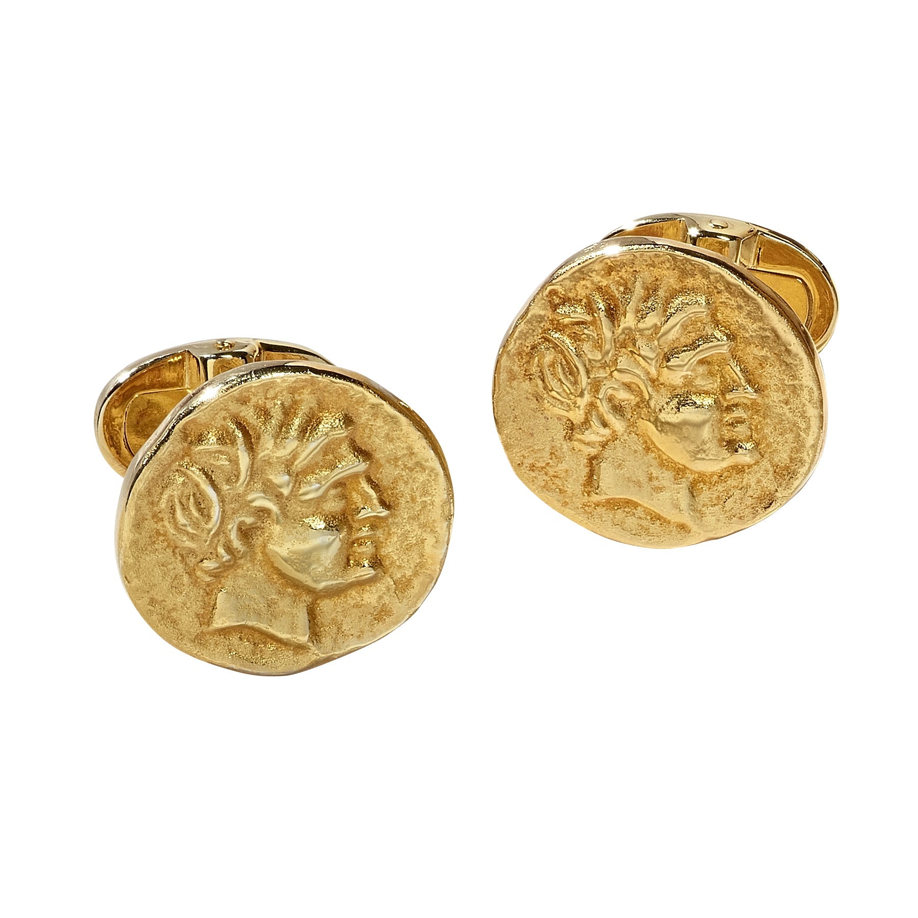 18k gold-plated sterling silver ancient Greek coin cufflinks: Jan Leslie