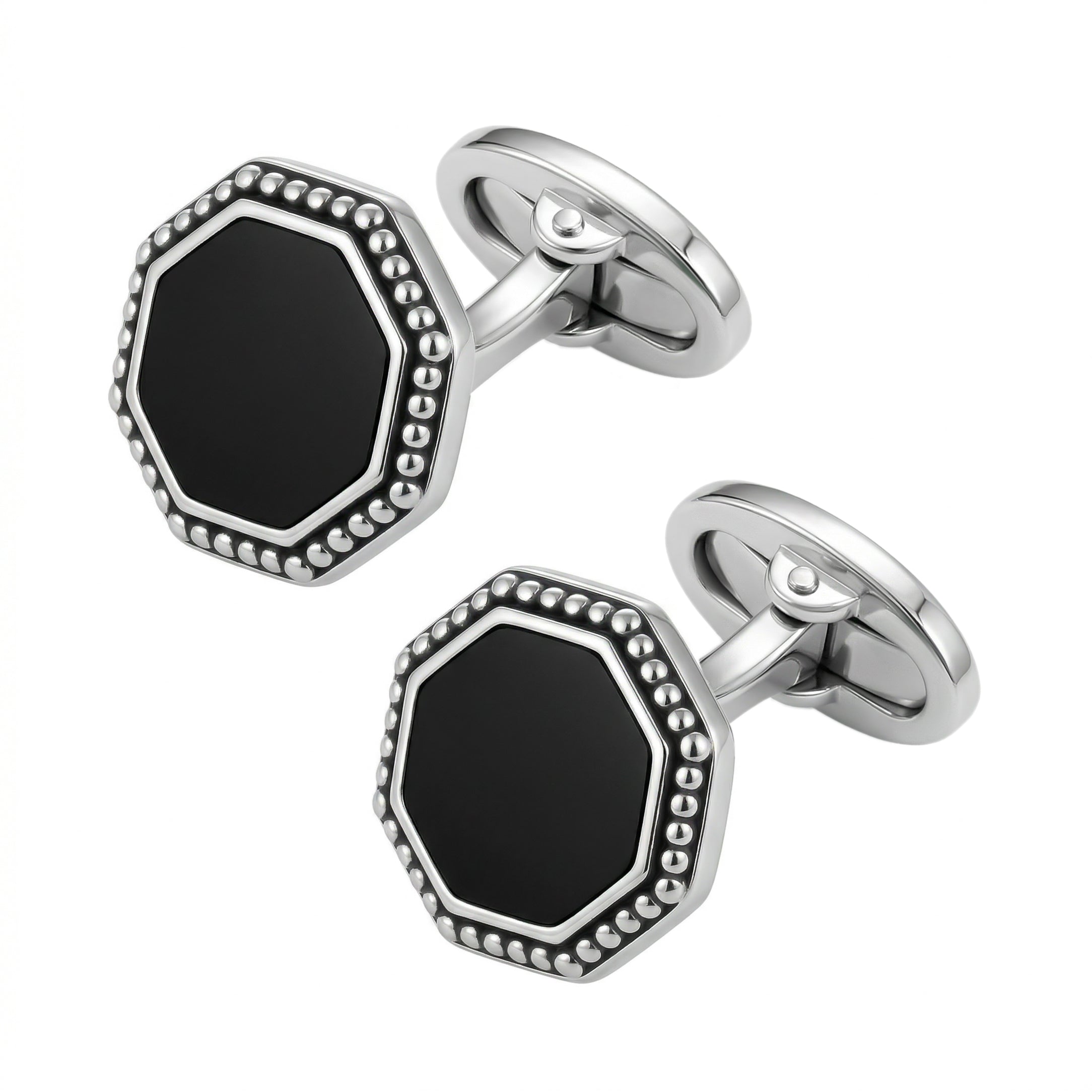 Octagon Gemstone Antique Sterling Cufflinks