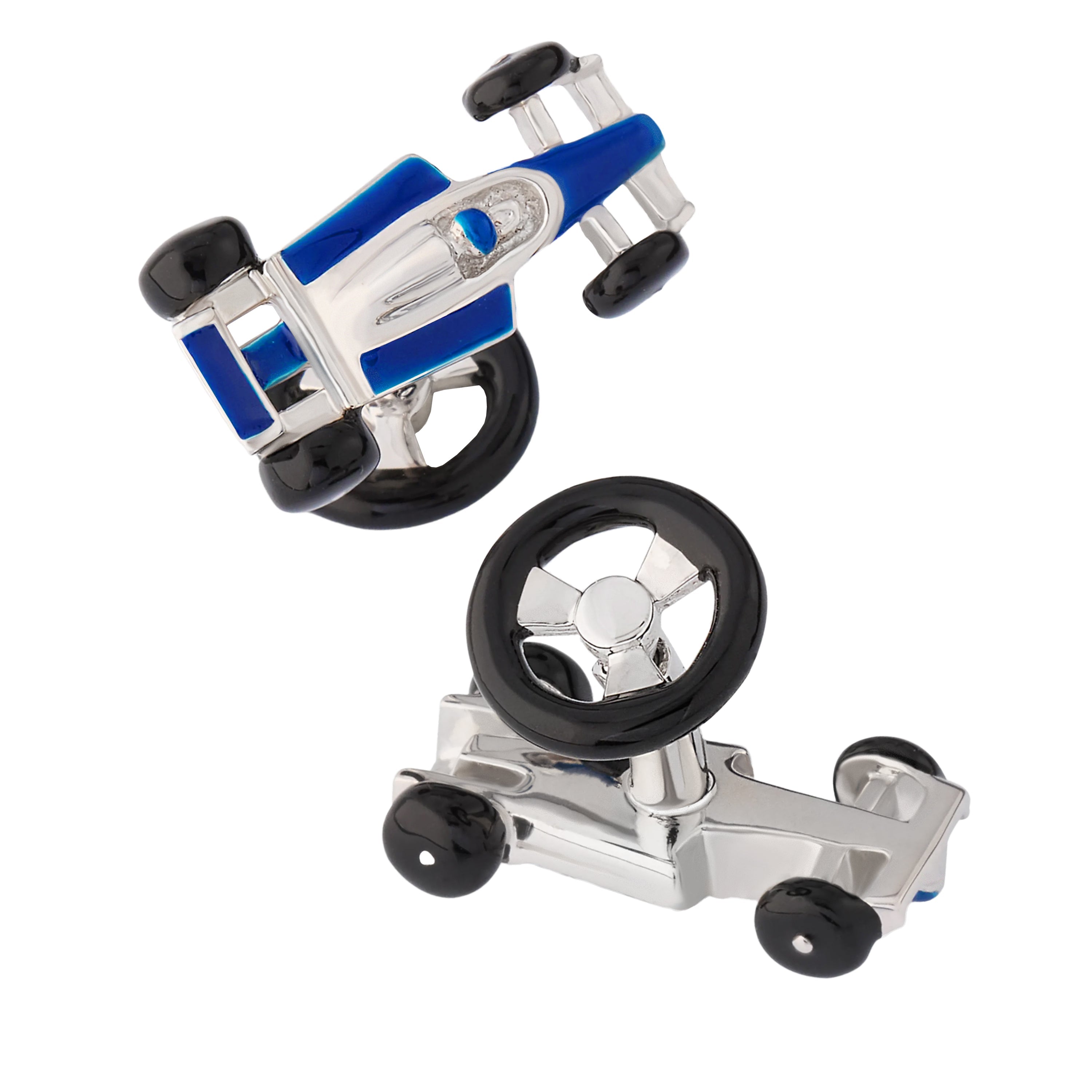 Golf ball and blue enamel golf tee cufflinks, Jan Leslie