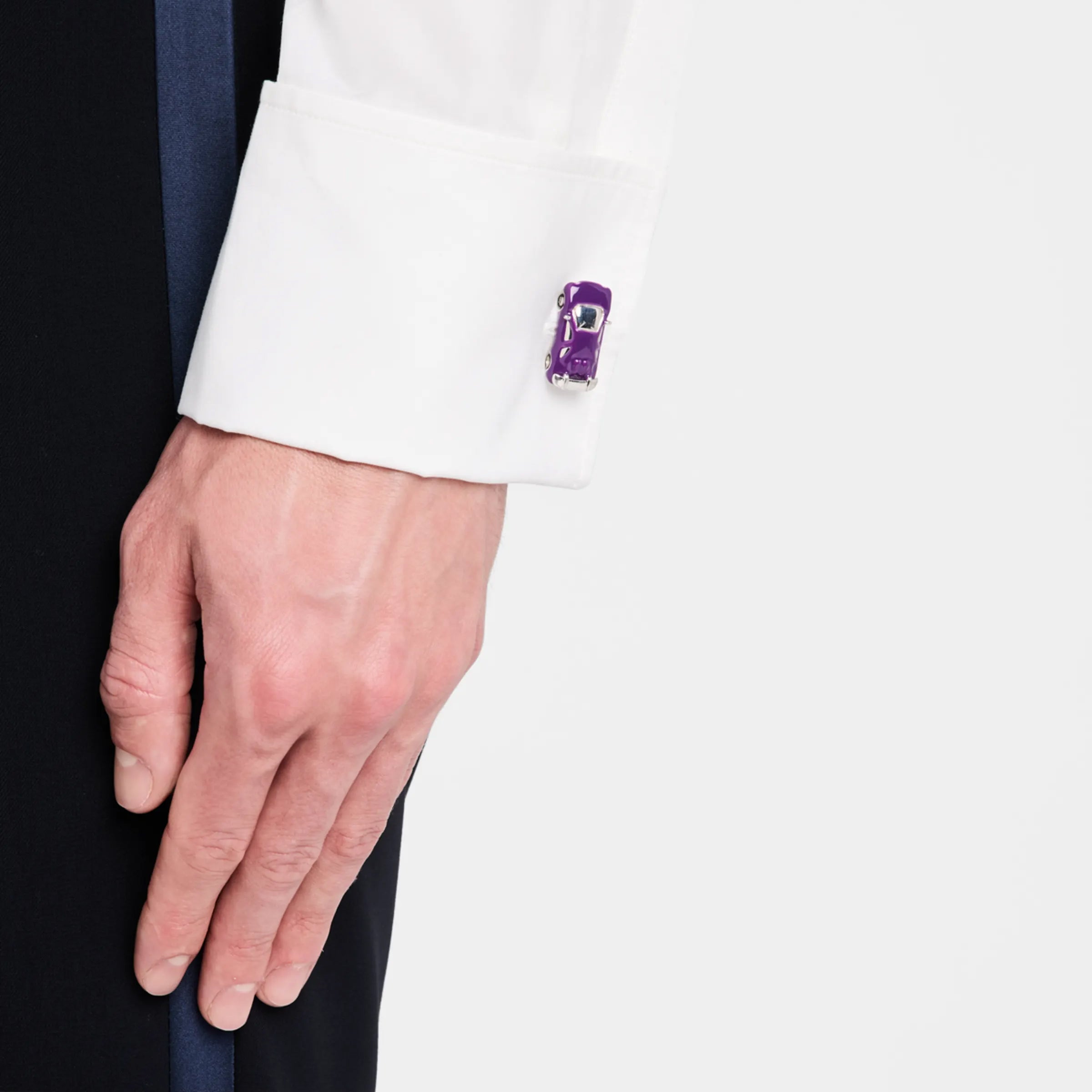 Purple enamel sports car cufflinks Jan Leslie