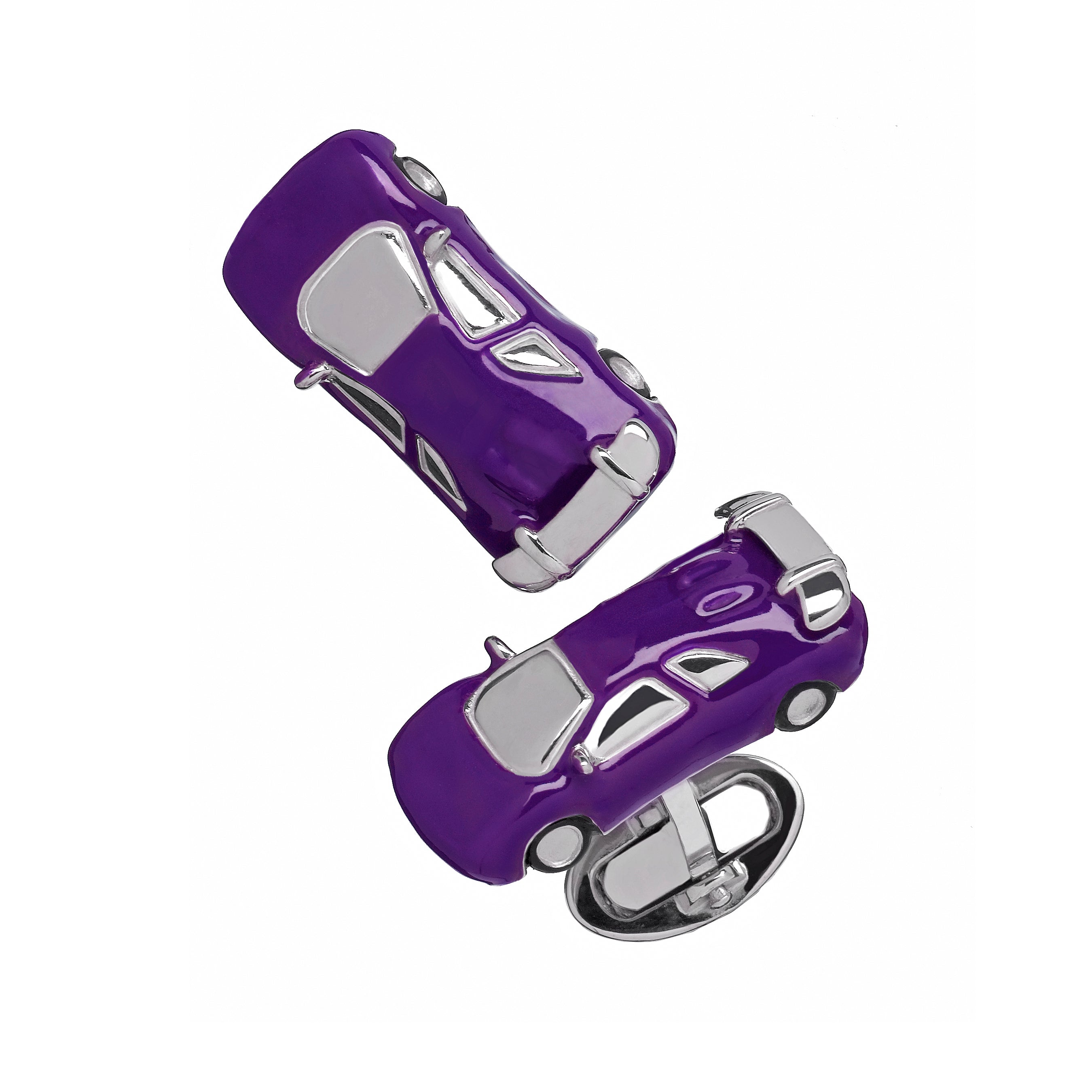 purple enamel sports car cufflinks  Jan Leslie