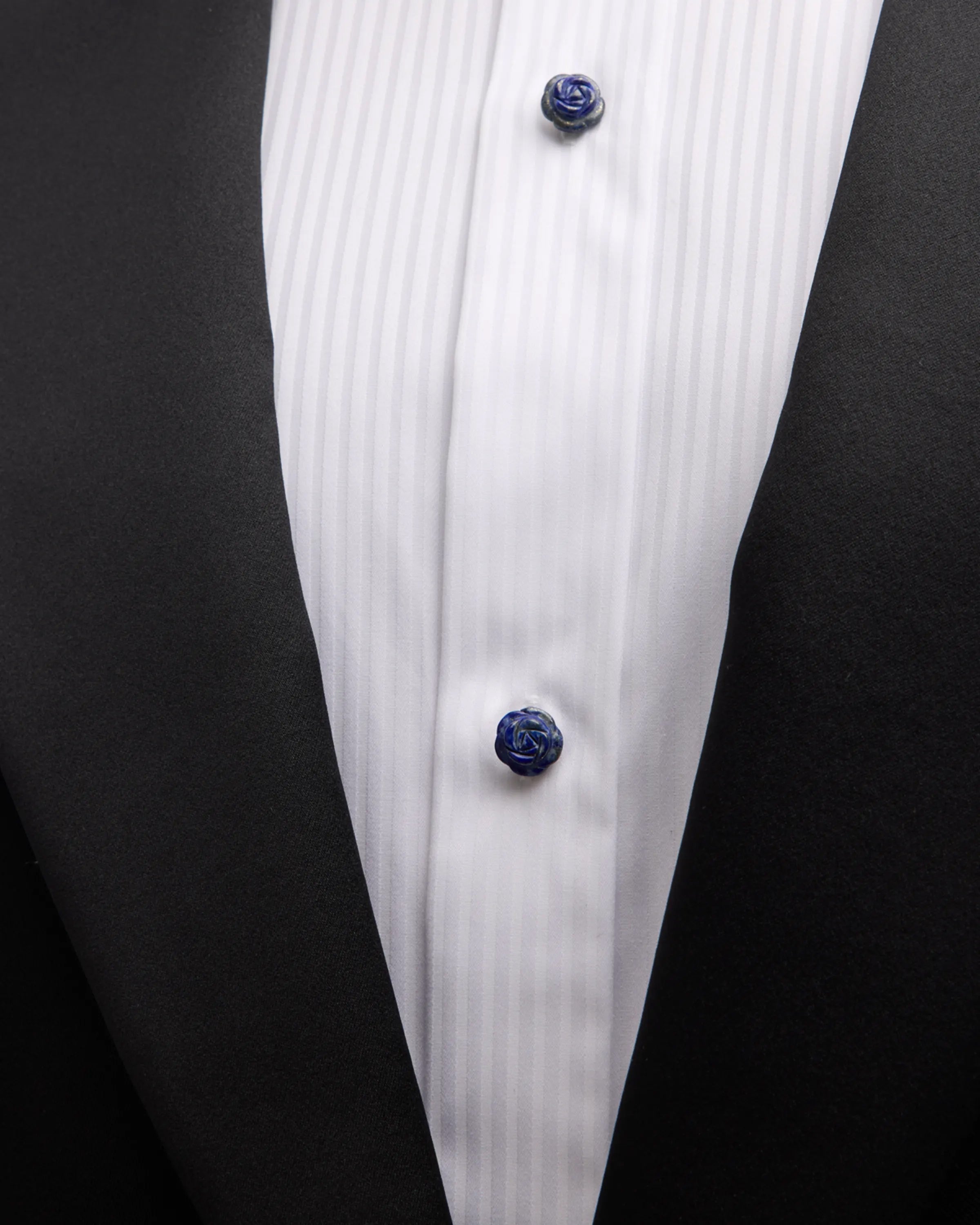 Rose Carved Lapis Sterling Cufflinks & Studs