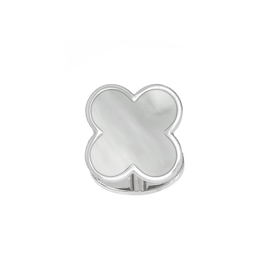 Four-leaf clover mother-of-pearl sterling silver cufflink — Jan Leslie Cufflinks and Accessories"